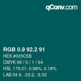カラーコード: RGB 0.9 92.2 91 | qconv.com