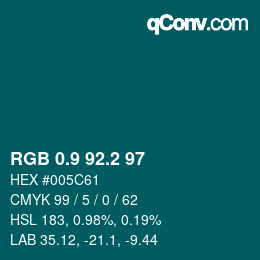 カラーコード: RGB 0.9 92.2 97 | qconv.com