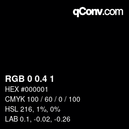 カラーコード: RGB 0 0.4 1 | qconv.com