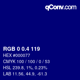 カラーコード: RGB 0 0.4 119 | qconv.com