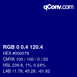 カラーコード: RGB 0 0.4 120.4 | qconv.com