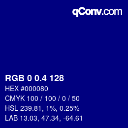 カラーコード: RGB 0 0.4 128 | qconv.com
