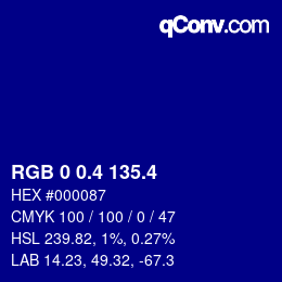 カラーコード: RGB 0 0.4 135.4 | qconv.com
