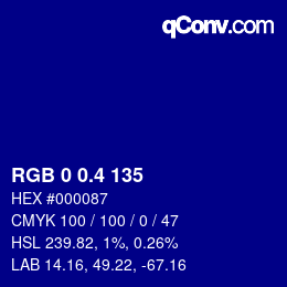 カラーコード: RGB 0 0.4 135 | qconv.com