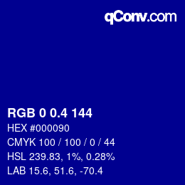 カラーコード: RGB 0 0.4 144 | qconv.com