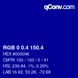 カラーコード: RGB 0 0.4 150.4 | qconv.com