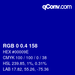 カラーコード: RGB 0 0.4 158 | qconv.com