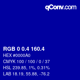 カラーコード: RGB 0 0.4 160.4 | qconv.com