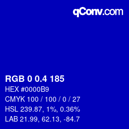 カラーコード: RGB 0 0.4 185 | qconv.com