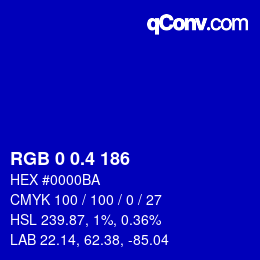 カラーコード: RGB 0 0.4 186 | qconv.com