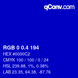 カラーコード: RGB 0 0.4 194 | qconv.com