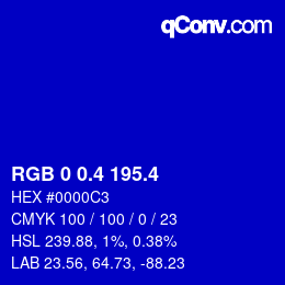 カラーコード: RGB 0 0.4 195.4 | qconv.com