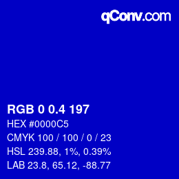 カラーコード: RGB 0 0.4 197 | qconv.com
