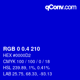 カラーコード: RGB 0 0.4 210 | qconv.com