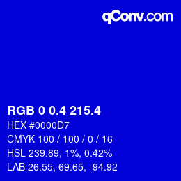 カラーコード: RGB 0 0.4 215.4 | qconv.com