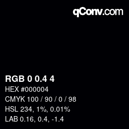 カラーコード: RGB 0 0.4 4 | qconv.com
