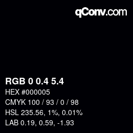 カラーコード: RGB 0 0.4 5.4 | qconv.com