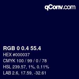 カラーコード: RGB 0 0.4 55.4 | qconv.com