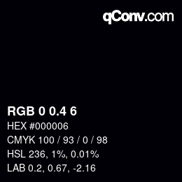 カラーコード: RGB 0 0.4 6 | qconv.com