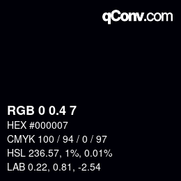 カラーコード: RGB 0 0.4 7 | qconv.com