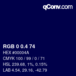 カラーコード: RGB 0 0.4 74 | qconv.com