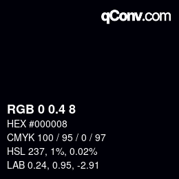 カラーコード: RGB 0 0.4 8 | qconv.com