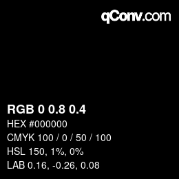 カラーコード: RGB 0 0.8 0.4 | qconv.com