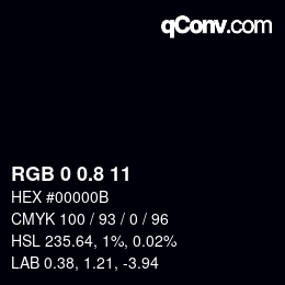 Color code: RGB 0 0.8 11 | qconv.com