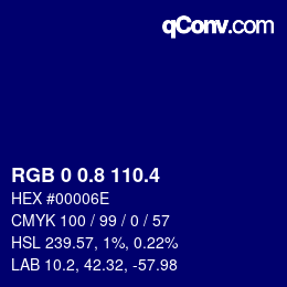 カラーコード: RGB 0 0.8 110.4 | qconv.com