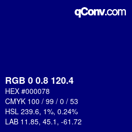 カラーコード: RGB 0 0.8 120.4 | qconv.com
