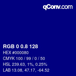 カラーコード: RGB 0 0.8 128 | qconv.com