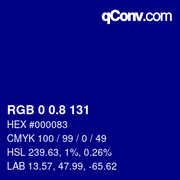 カラーコード: RGB 0 0.8 131 | qconv.com