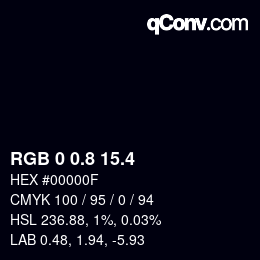 カラーコード: RGB 0 0.8 15.4 | qconv.com