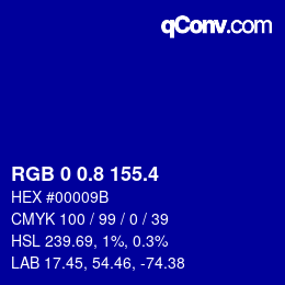 カラーコード: RGB 0 0.8 155.4 | qconv.com