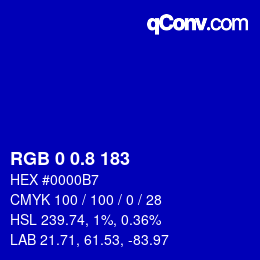 カラーコード: RGB 0 0.8 183 | qconv.com