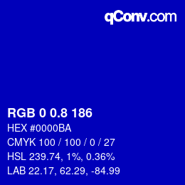 カラーコード: RGB 0 0.8 186 | qconv.com