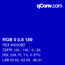 カラーコード: RGB 0 0.8 189 | qconv.com