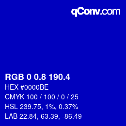 カラーコード: RGB 0 0.8 190.4 | qconv.com