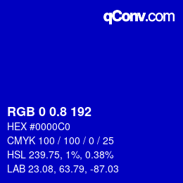 カラーコード: RGB 0 0.8 192 | qconv.com