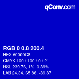 カラーコード: RGB 0 0.8 200.4 | qconv.com