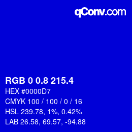 カラーコード: RGB 0 0.8 215.4 | qconv.com