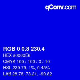 カラーコード: RGB 0 0.8 230.4 | qconv.com