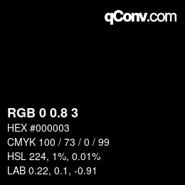 Color code: RGB 0 0.8 3 | qconv.com
