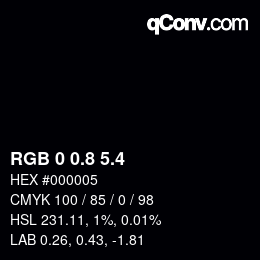 カラーコード: RGB 0 0.8 5.4 | qconv.com