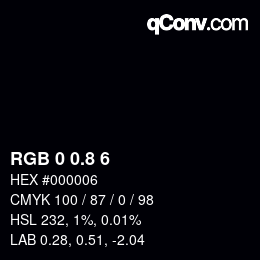 Color code: RGB 0 0.8 6 | qconv.com