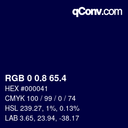 カラーコード: RGB 0 0.8 65.4 | qconv.com