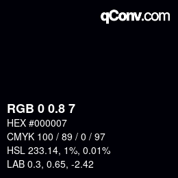 Color code: RGB 0 0.8 7 | qconv.com