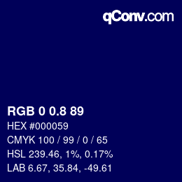 Color code: RGB 0 0.8 89 | qconv.com