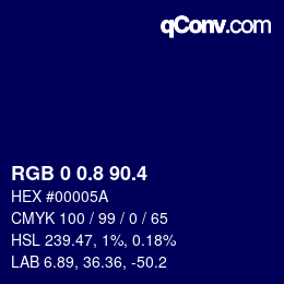 カラーコード: RGB 0 0.8 90.4 | qconv.com