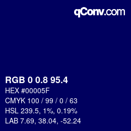 カラーコード: RGB 0 0.8 95.4 | qconv.com